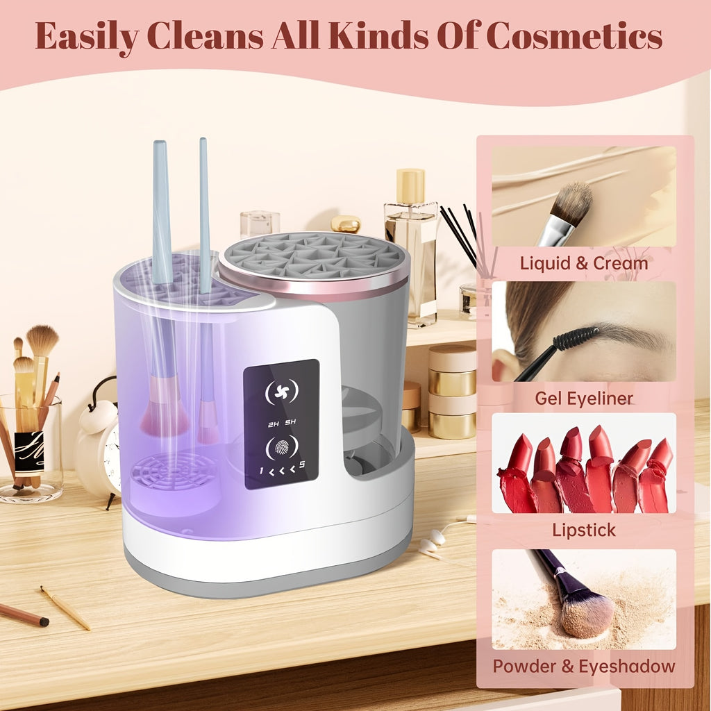[Automatic Makeup Brush Cleaner] 3 In 1 Electric Makeup Brush Cleaner Dryer With Holder | Portable USB Automatic Cleaner For All Beauty Brushes Including Contour Eyeshadow Blush Brushes - Ideal Gift For Mother's Day