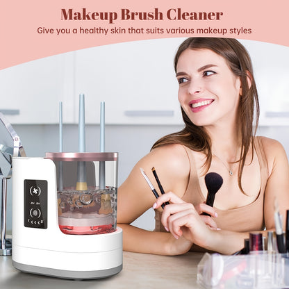 [Automatic Makeup Brush Cleaner] 3 In 1 Electric Makeup Brush Cleaner Dryer With Holder | Portable USB Automatic Cleaner For All Beauty Brushes Including Contour Eyeshadow Blush Brushes - Ideal Gift For Mother's Day